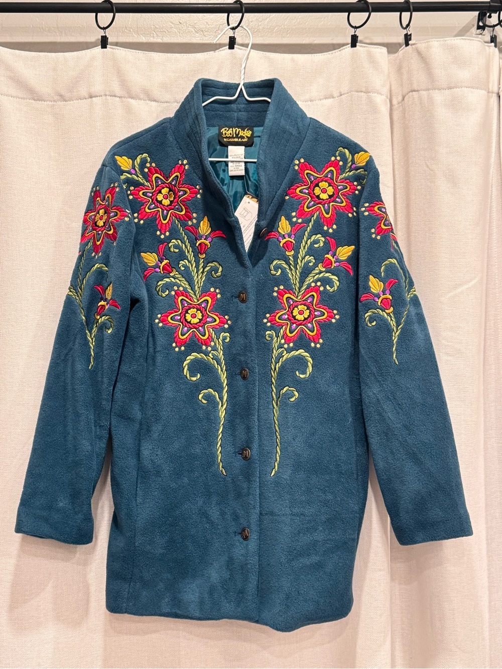 Bob Mackie Embroidered Floral Teddy Jacket